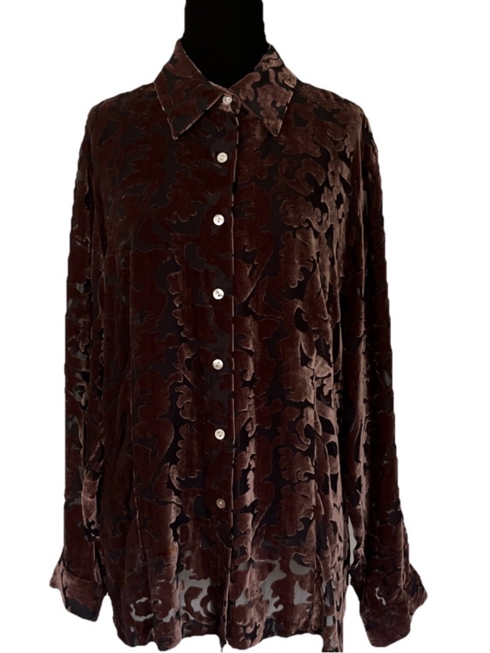 Merona Silk Blend Velvet Burnout Blouse Size L Whimsgoth Sheer Top